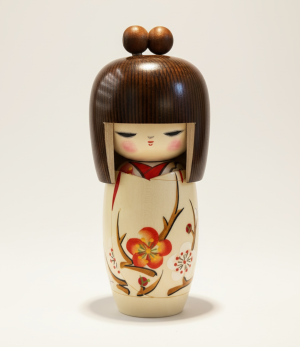 poup e kokeshi cr me fleurs de prunier double chignon photo produit luxe.png