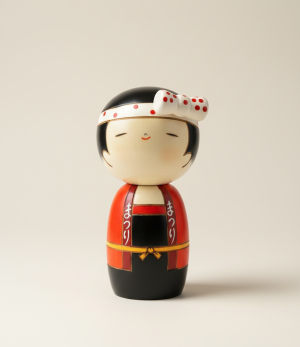 poup e kokeshi festival bandeau rouge pois photo produit luxe.png