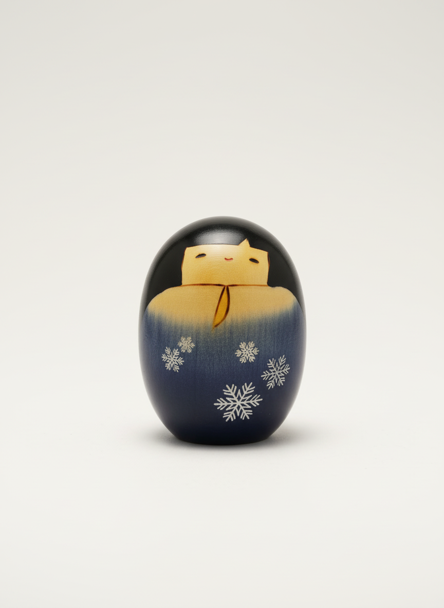 poup e kokeshi ronde flocons de neige photo produit luxe.png