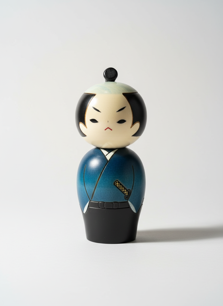 poup e kokeshi samoura bleu photo produit luxe.png